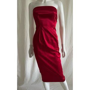 Next Women's Dress Strapless Bow Formal Bodycon Party Red Full Zip US 4 UK 8